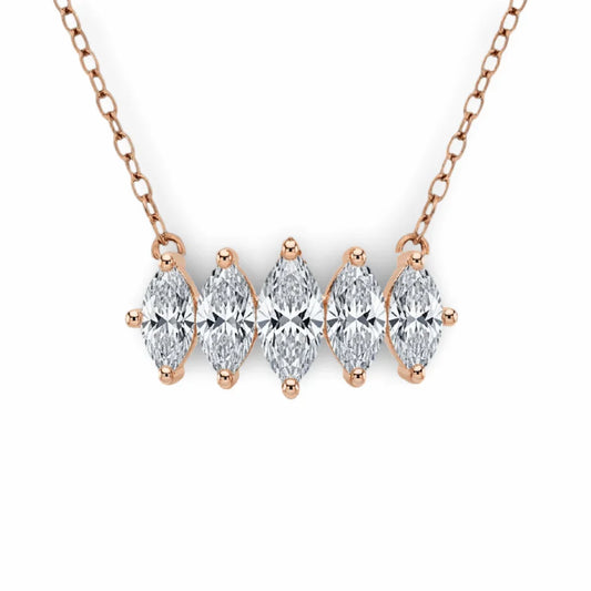 Gladys Marquee Shape Diamond solitaires Pendant Necklace - Jewelslane