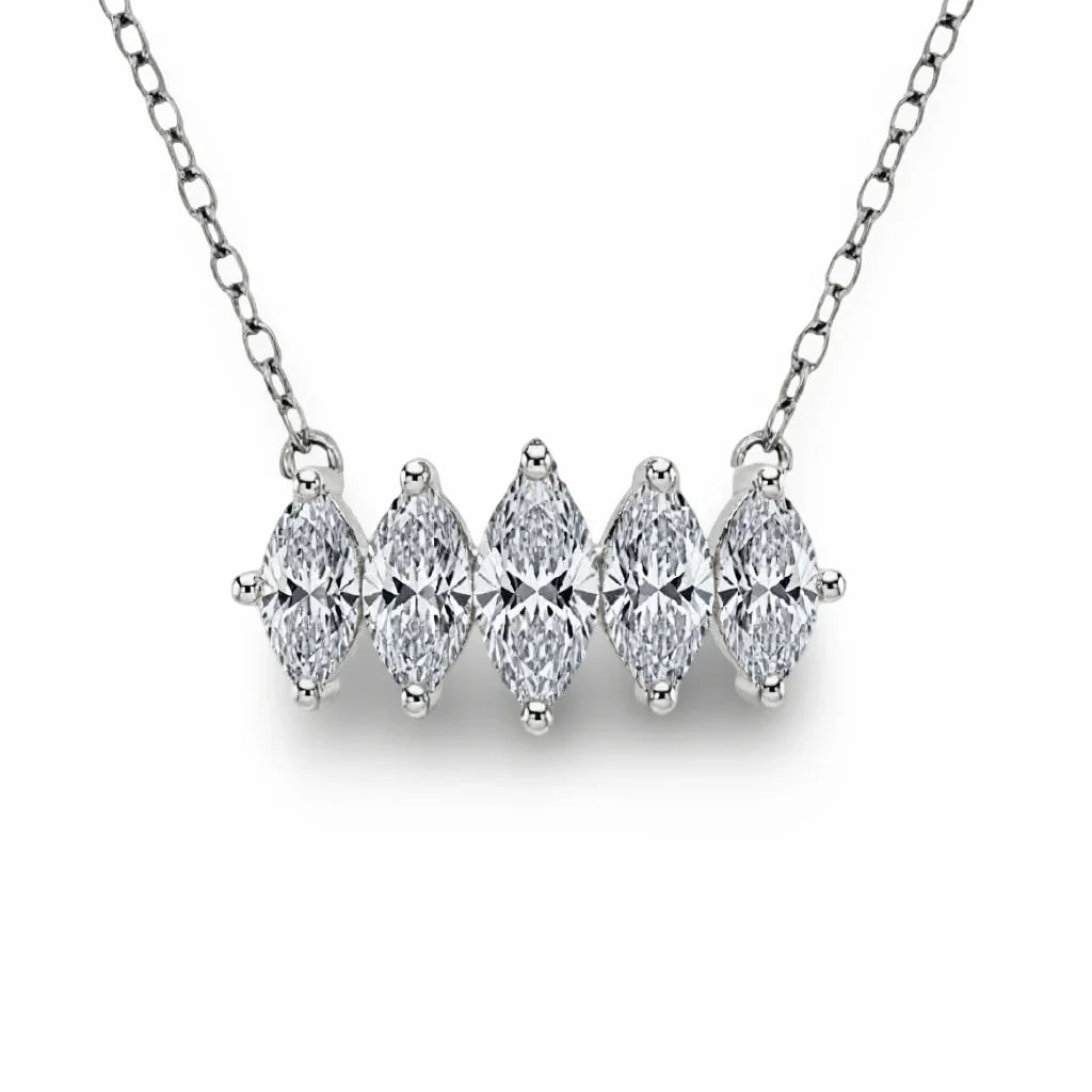 Gladys Marquee Shape Diamond solitaires Pendant Necklace - Jewelslane
