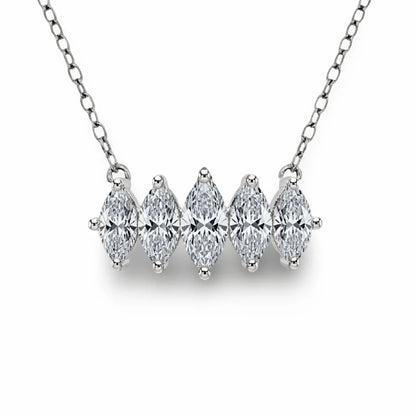 Gladys Marquee Shape Diamond solitaires Pendant Necklace - Jewelslane