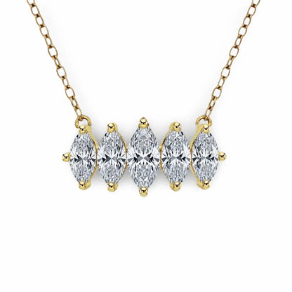 Gladys Marquee Shape Diamond solitaires Pendant Necklace - Jewelslane
