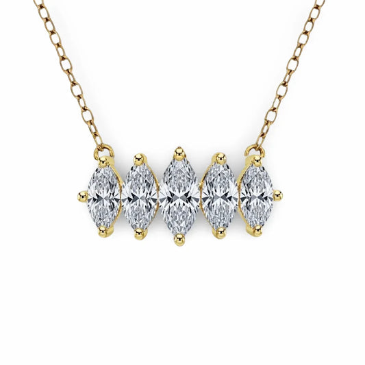 Gladys Marquee Shape Diamond solitaires Pendant Necklace - Jewelslane