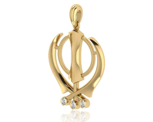 Gold Khanda Pendant - Jewelslane