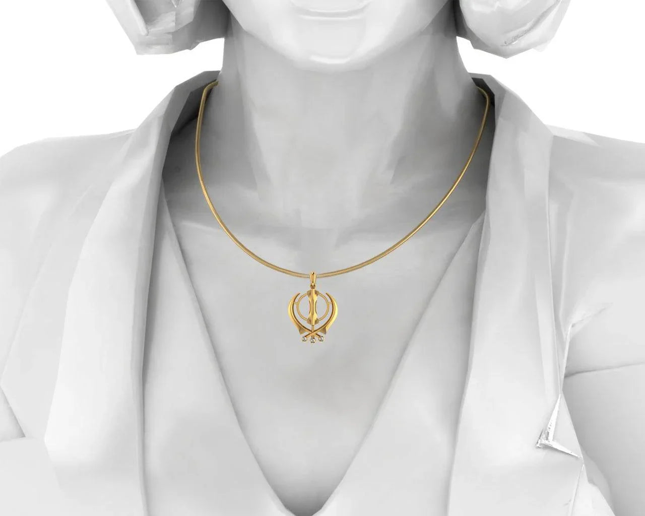 Gold Khanda Pendant - Jewelslane