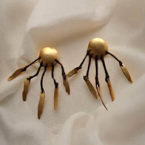 Gold Earrings with Brushed Look - Jewelslane