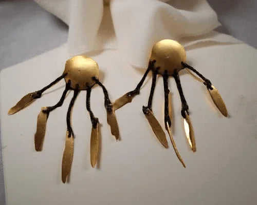 Gold Earrings with Brushed Look - Jewelslane