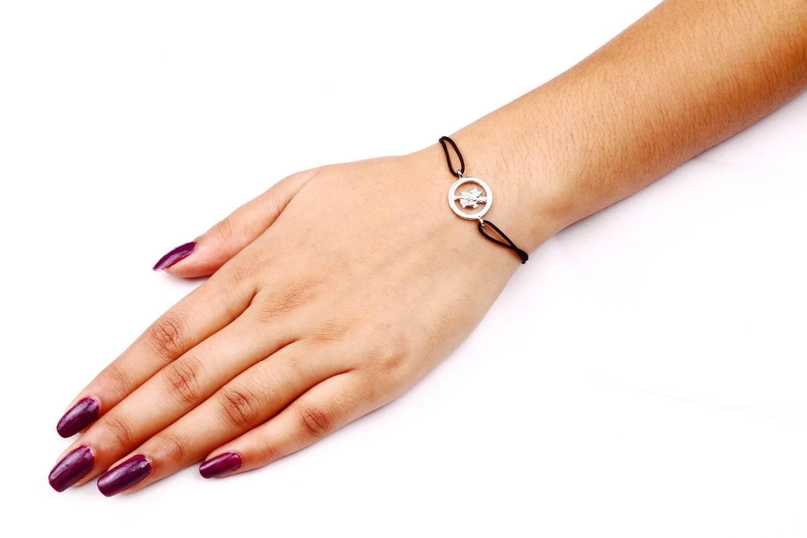 Hanuman Single Diamond Bracelet in Silver - Jewelslane