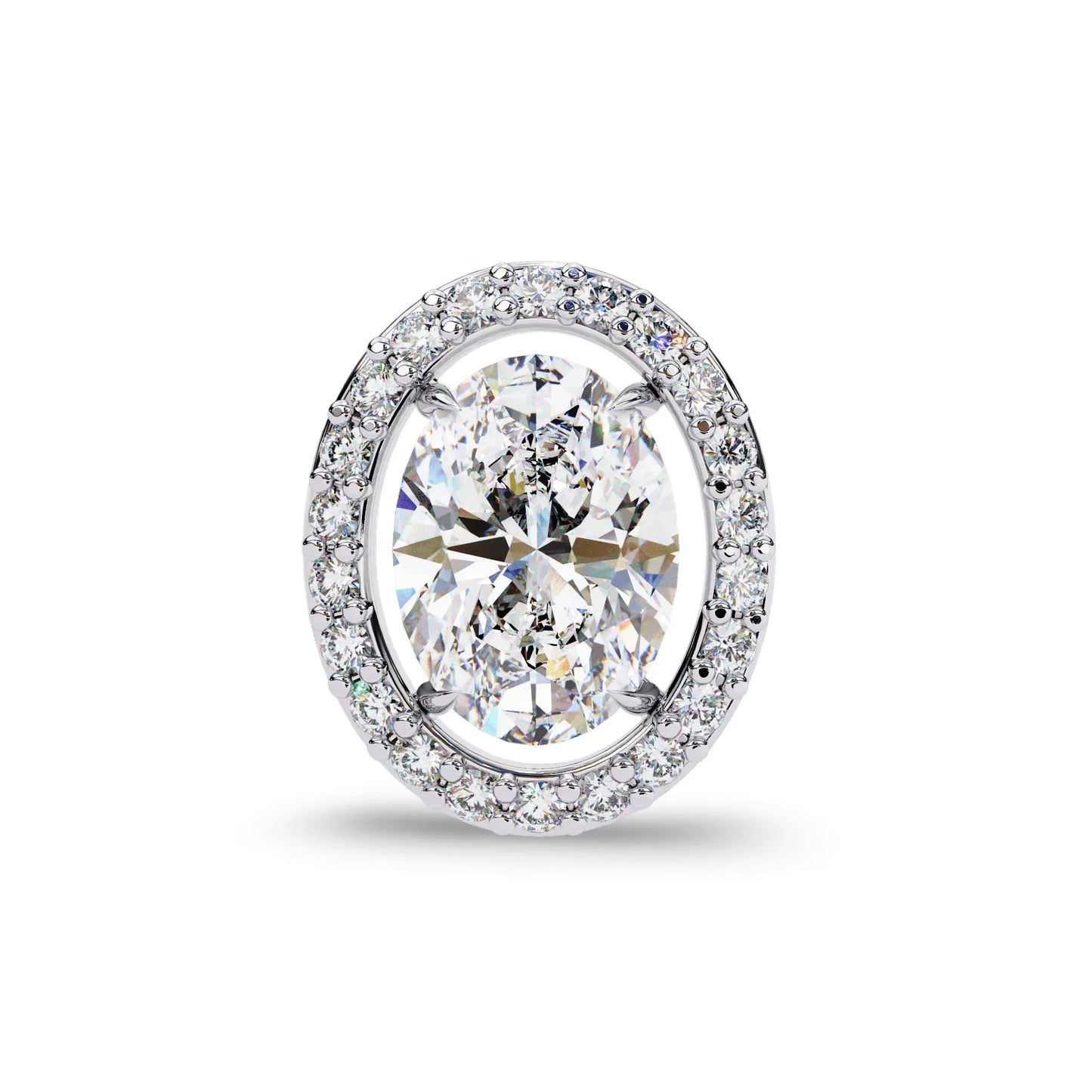 Heena Lab Diamond Oval shape Solitaire Diamond Earrings with diamond Halo - Jewelslane