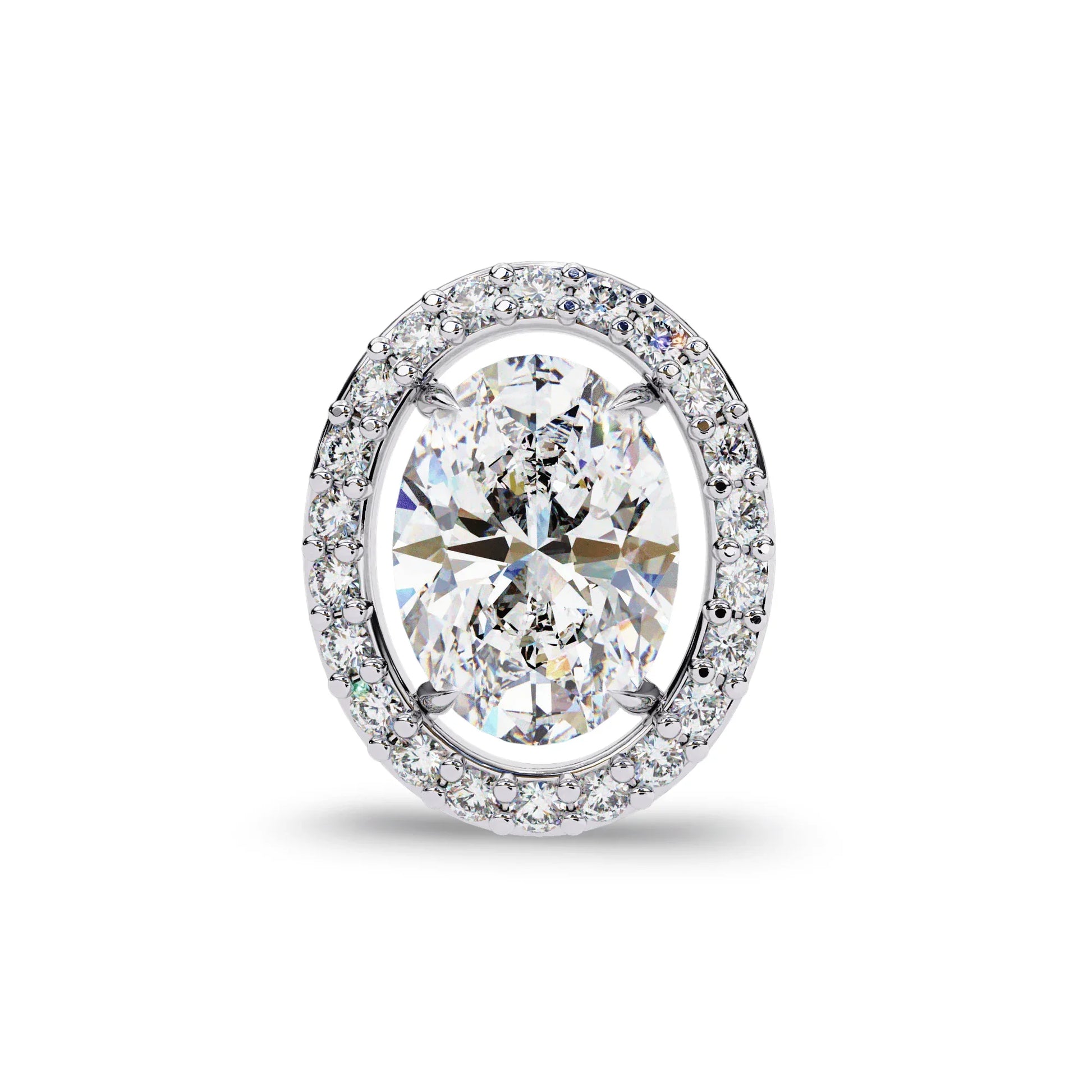 Heena Lab Diamond Oval shape Solitaire Diamond Earrings with diamond Halo - Jewelslane