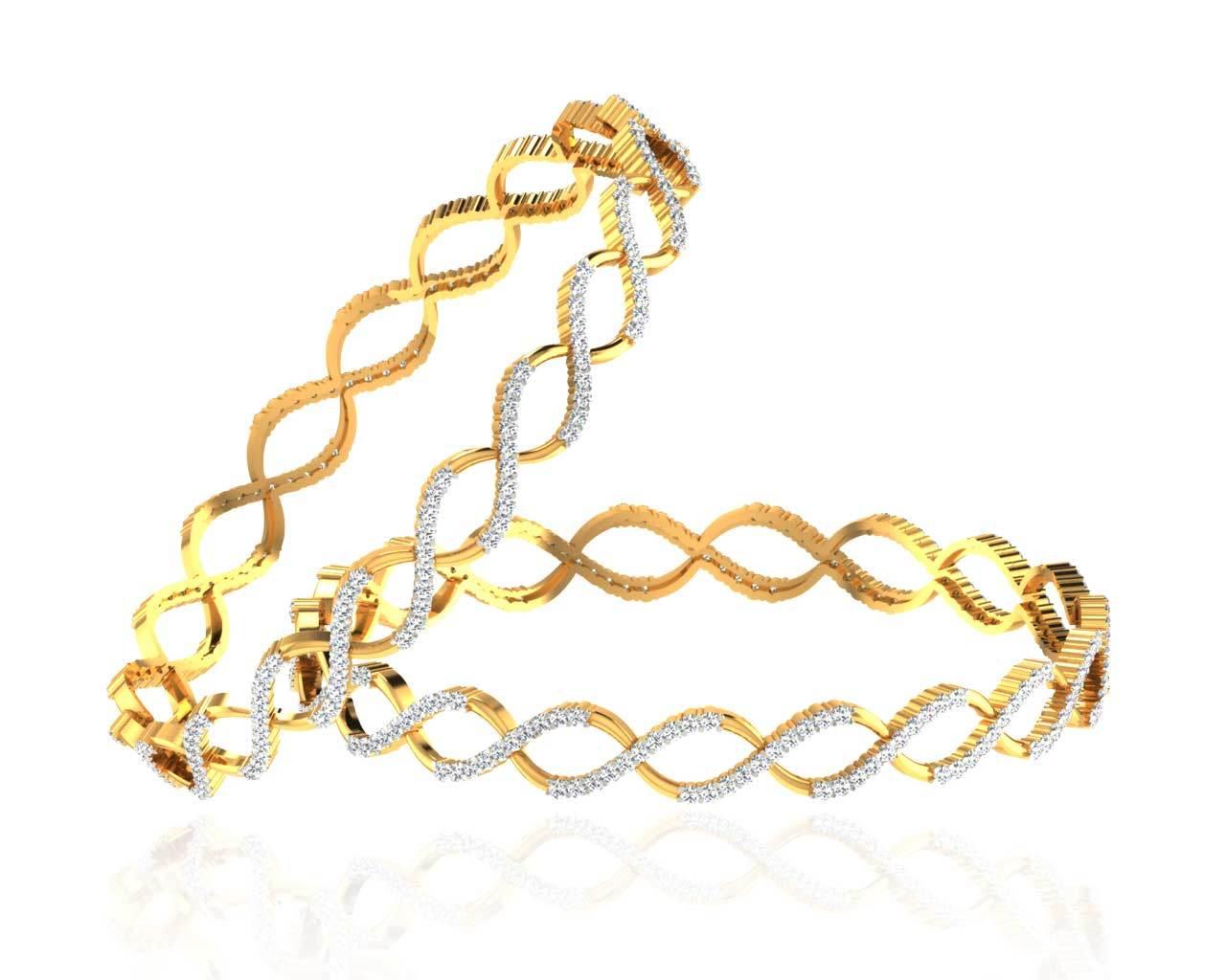 Heli Diamond Bangles in Gold - Jewelslane