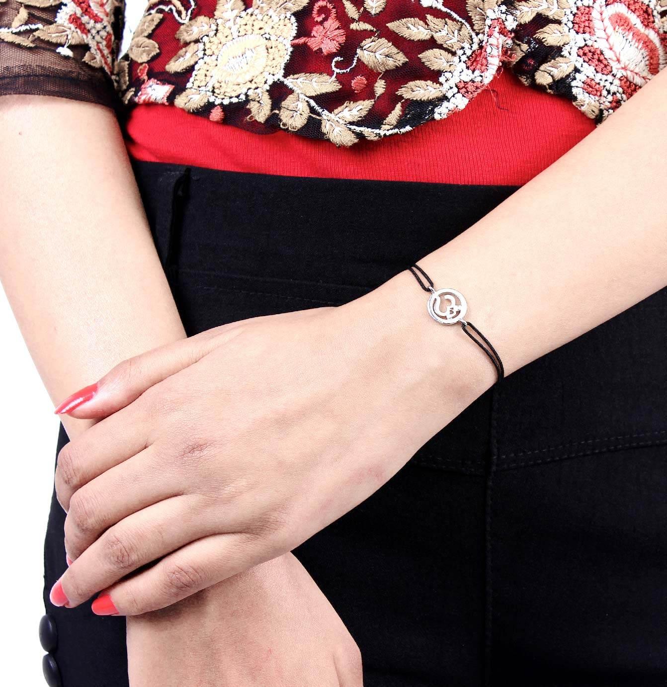 Om Single Diamond Bracelet Silver - Jewelslane