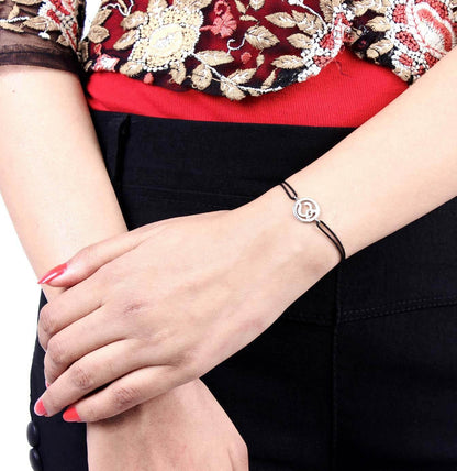 Om Single Diamond Bracelet Silver - Jewelslane