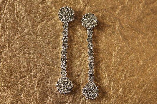 Diamond Double Cluster Hanging Earring - Jewelslane