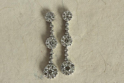 Diamond Earrings with Hanging Clusters - Jewelslane