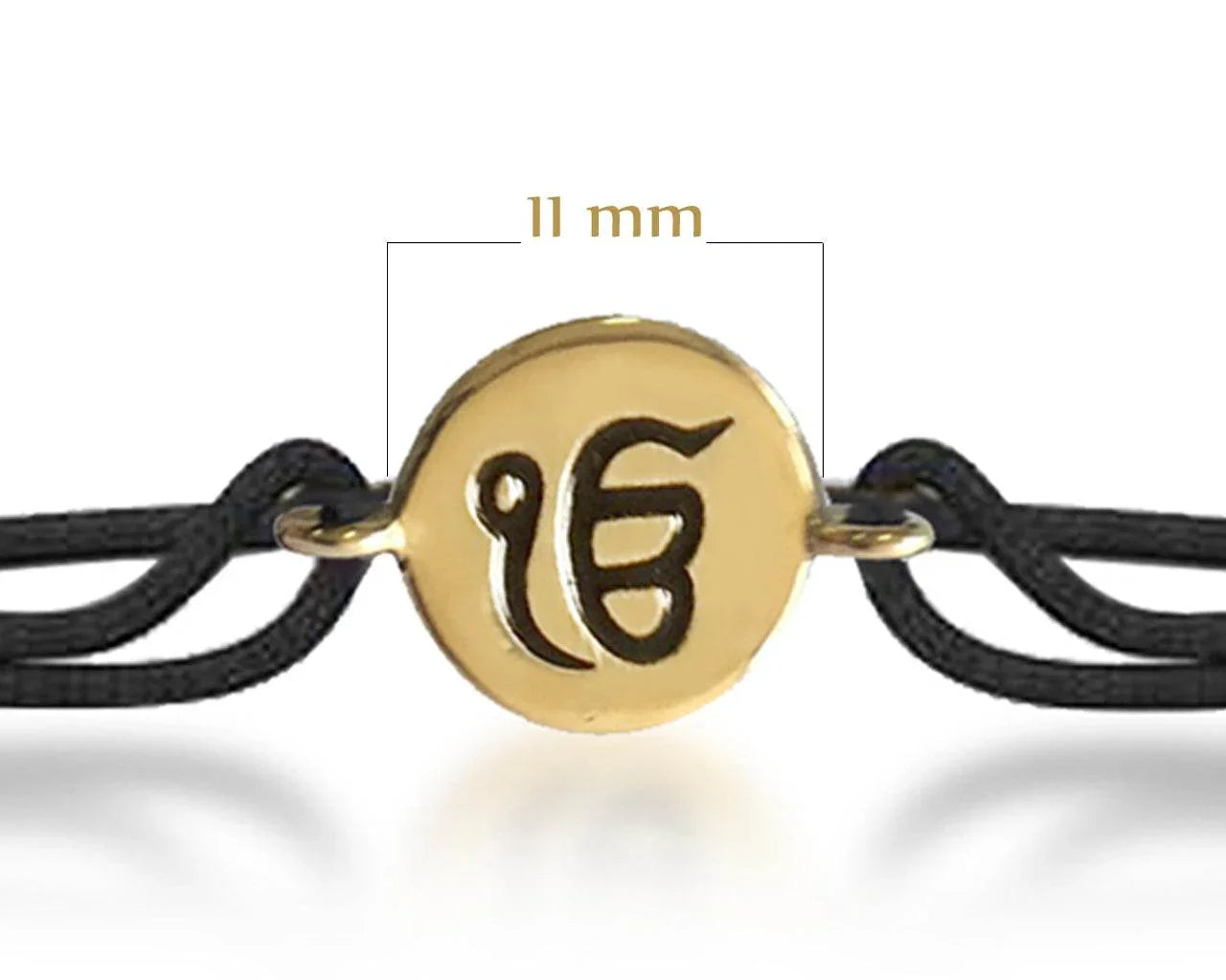 Authentic Ik Onkar Bracelet in 14k Gold for New Born Baby on adjustable black thread nazaria - Jewelslane