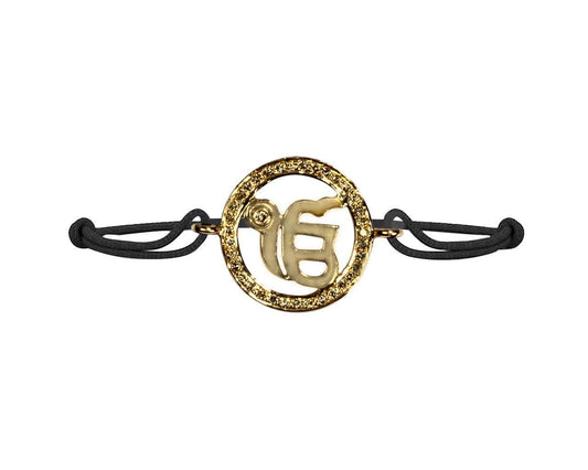 Ik Onkaar Border Diamond in Gold - Jewelslane