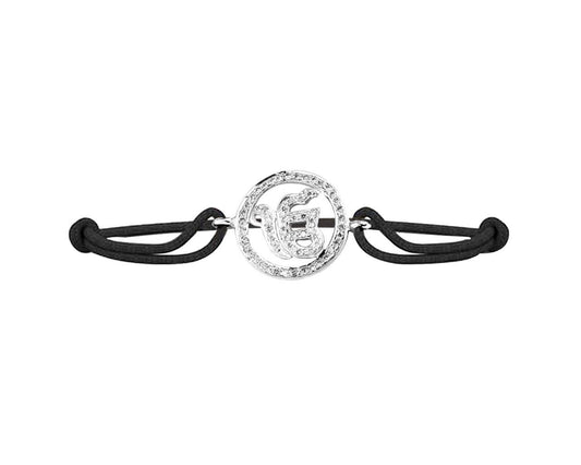 Ik Onkaar Bracelet in 925 Silver with Diamond on size adjustable Nylon Thread - Jewelslane