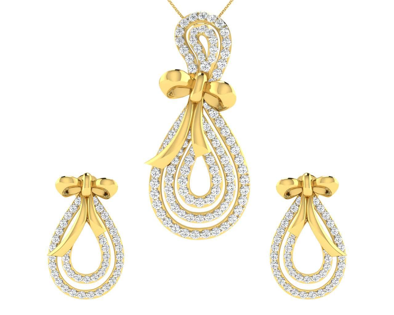 Iriana Diamond Earrings & Pendant Set - Jewelslane