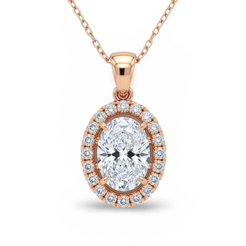 Jayda Oval Shape Lab Diamond Solitaire Pendant - Jewelslane