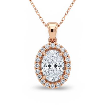 Jayda Oval Shape Lab Diamond Solitaire Pendant - Jewelslane