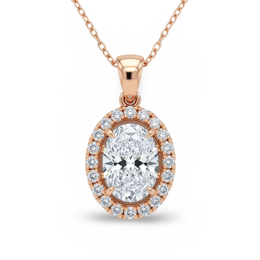 Jayda Oval Shape Lab Diamond Solitaire Pendant - Jewelslane