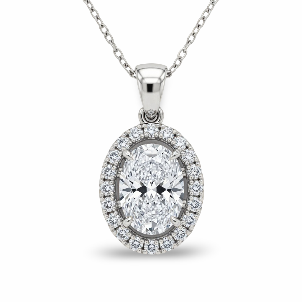Jayda Oval Shape Lab Diamond Solitaire Pendant - Jewelslane