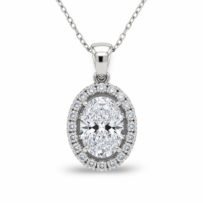 Jayda Oval Shape Lab Diamond Solitaire Pendant - Jewelslane