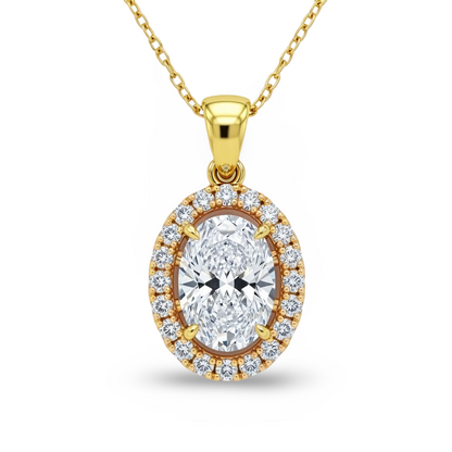 Jayda Oval Shape Lab Diamond Solitaire Pendant - Jewelslane