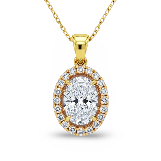 Jayda Oval Shape Lab Diamond Solitaire Pendant - Jewelslane