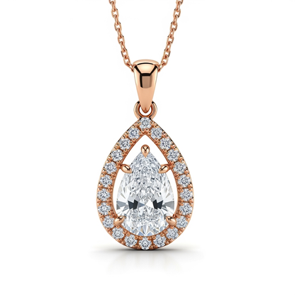 Jayla Rose Gold Pendant with a Pear Shape Lab Diamond - Jewelslane