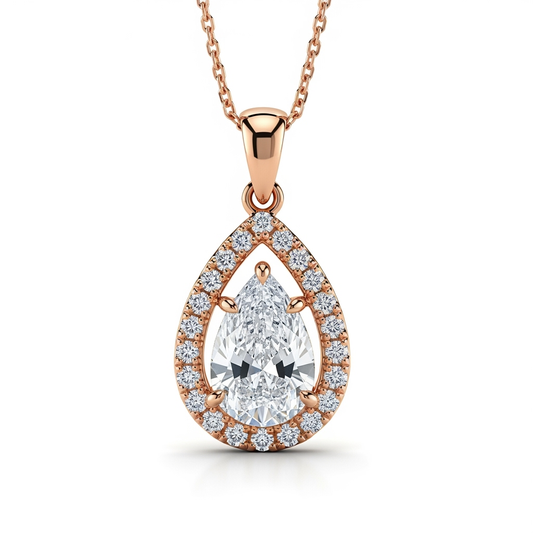Jayla Rose Gold Pendant with a Pear Shape Lab Diamond - Jewelslane