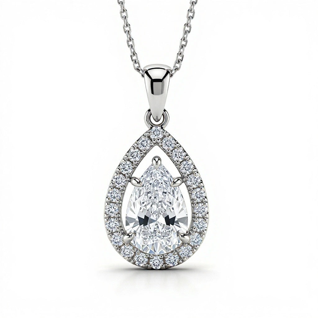 Jayla Rose Gold Pendant with a Pear Shape Lab Diamond - Jewelslane