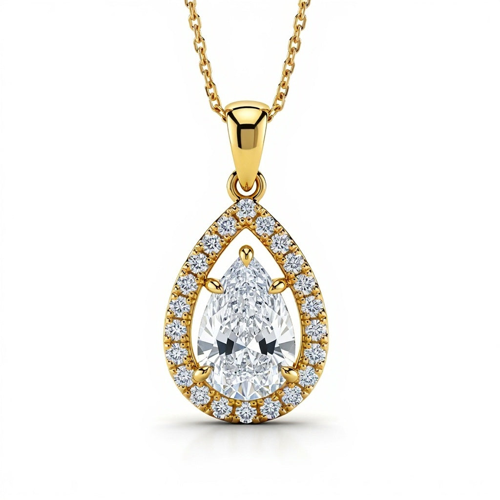 Jayla Rose Gold Pendant with a Pear Shape Lab Diamond - Jewelslane