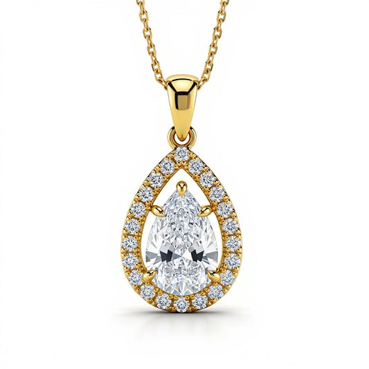 Jayla Rose Gold Pendant with a Pear Shape Lab Diamond - Jewelslane