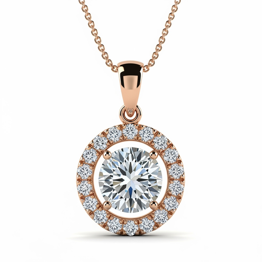 Jaylin Round Brilliant Cut Lab Diamond Solitaire Pendant - Jewelslane