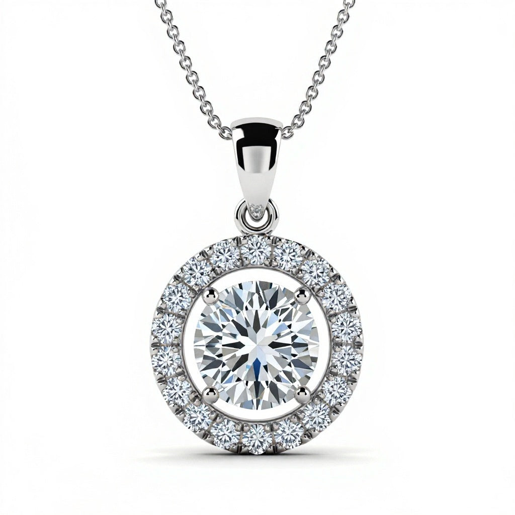 Jaylin Round Brilliant Cut Lab Diamond Solitaire Pendant - Jewelslane