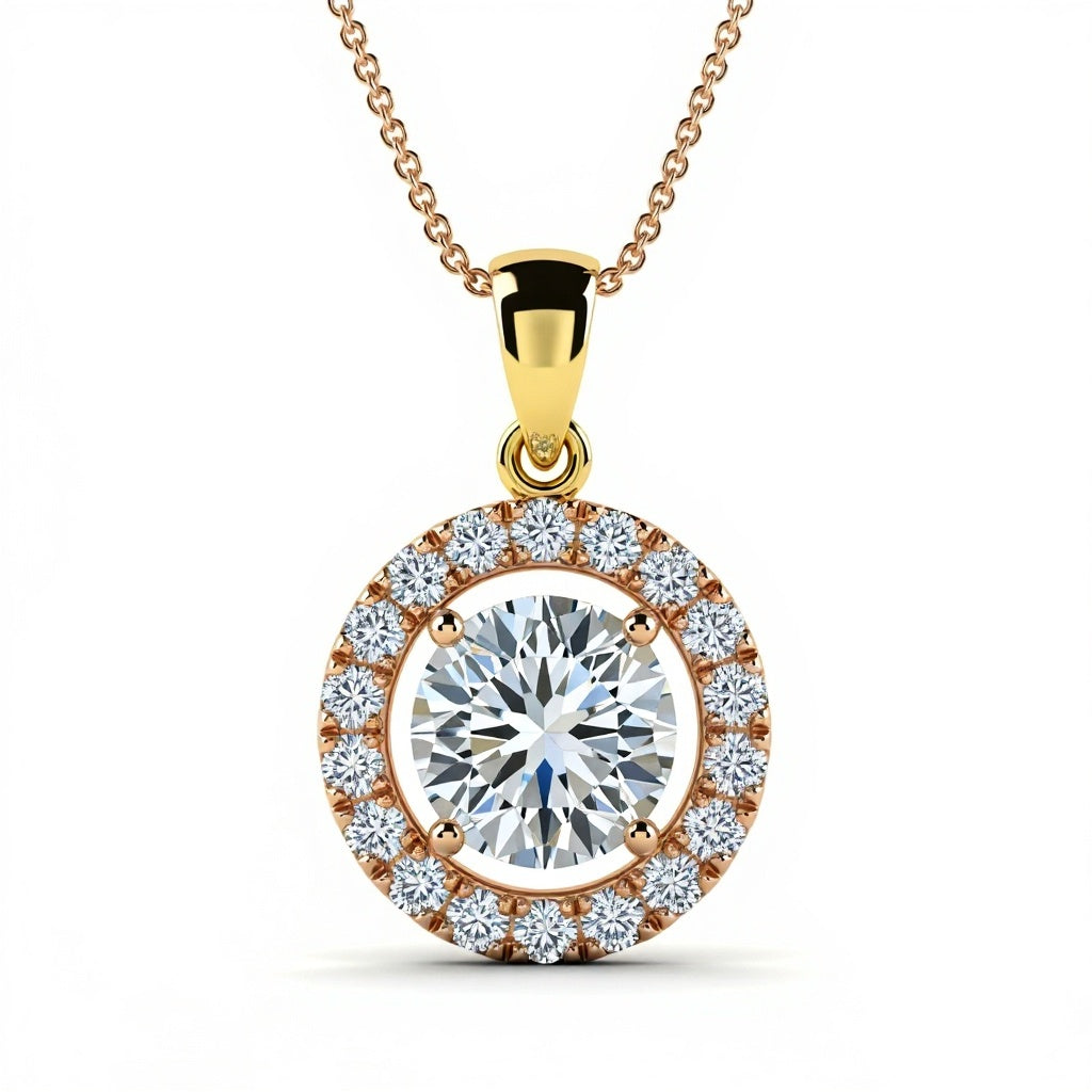 Jaylin Round Brilliant Cut Lab Diamond Solitaire Pendant - Jewelslane