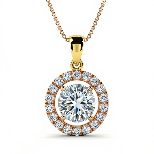 Jaylin Round Brilliant Cut Lab Diamond Solitaire Pendant - Jewelslane