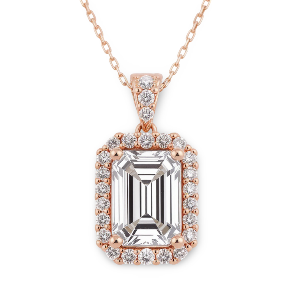 Jazlyn Emerald Cut Lab Diamond Solitaire Pendant - Jewelslane