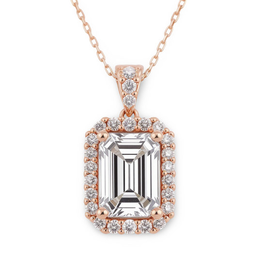 Jazlyn Emerald Cut Lab Diamond Solitaire Pendant - Jewelslane