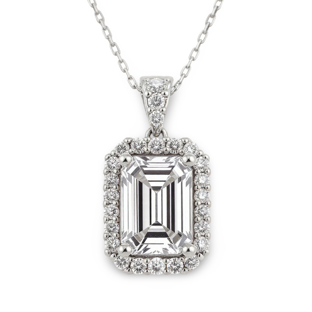 Jazlyn Emerald Cut Lab Diamond Solitaire Pendant - Jewelslane