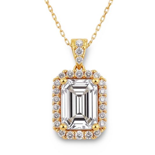 Jazlyn Emerald Cut Lab Diamond Solitaire Pendant - Jewelslane