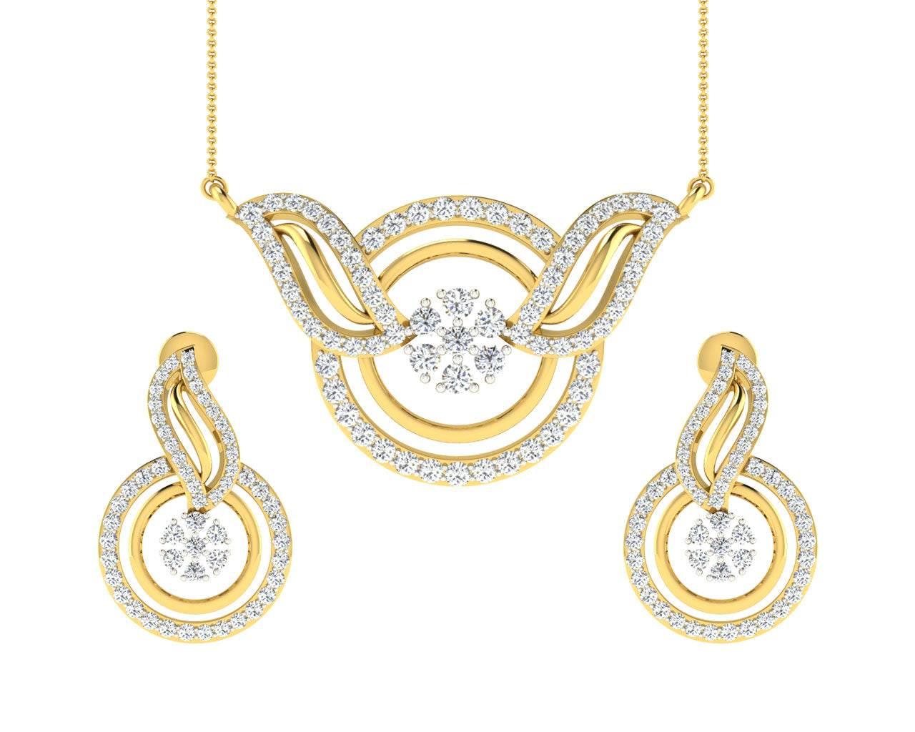 Jena Diamond Pendant & Earring Set - Jewelslane