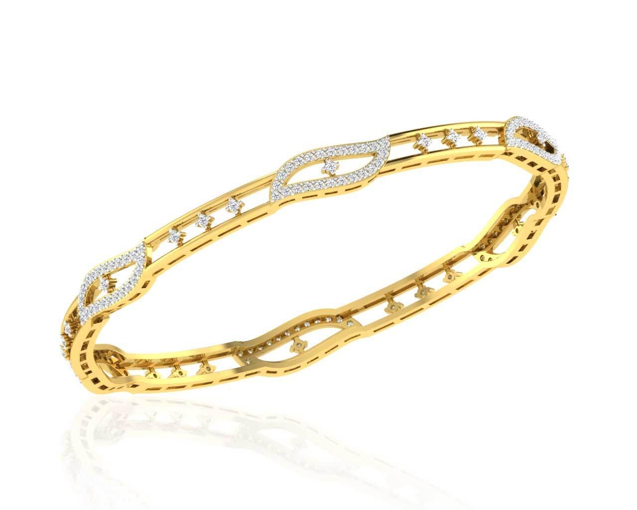 Jeny Round Brilliant Diamond Bangles in Gold - Jewelslane