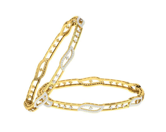 Jeny Round Brilliant Diamond Bangles in Gold - Jewelslane