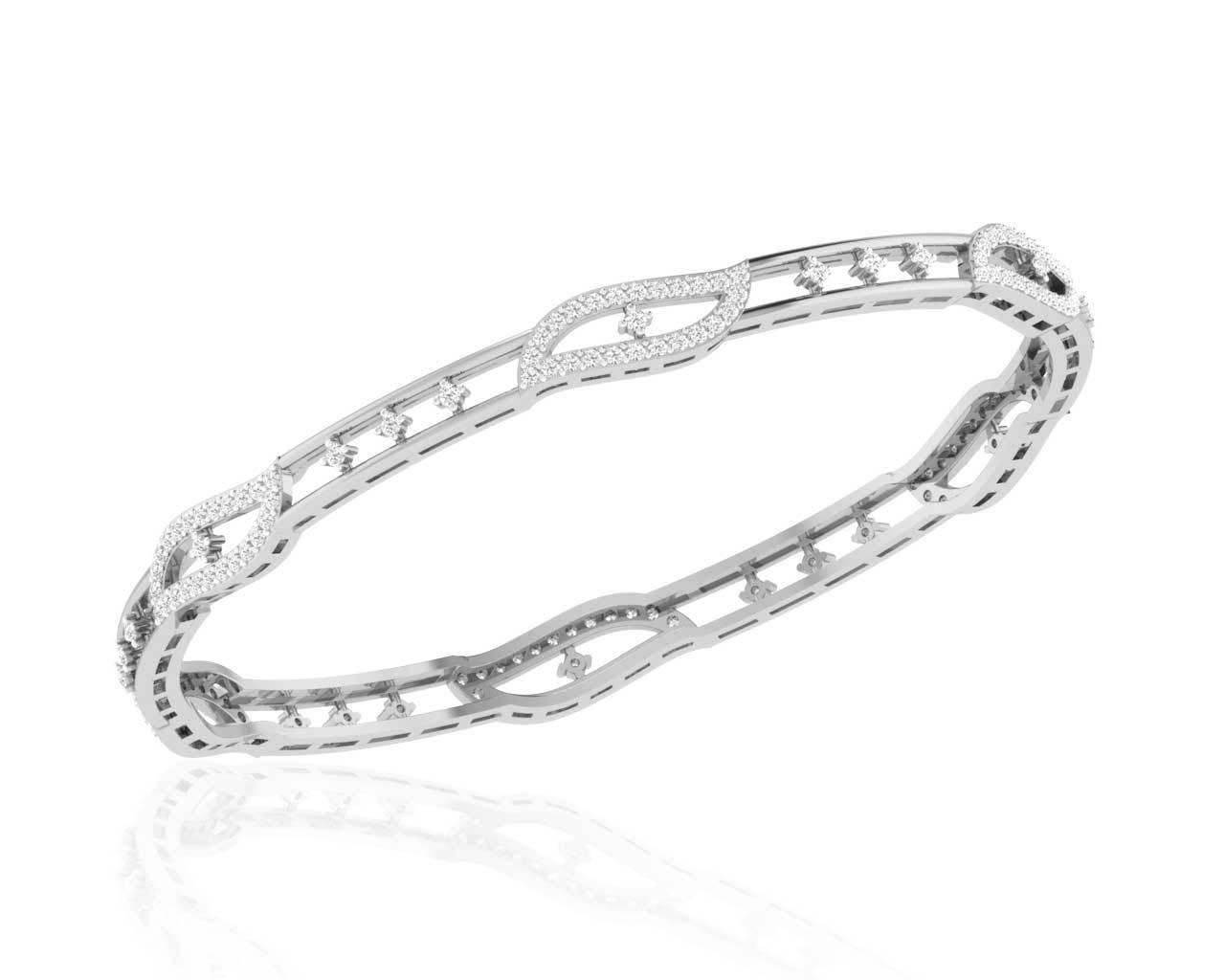 Jeny Round Brilliant Diamond Bangles in Gold - Jewelslane