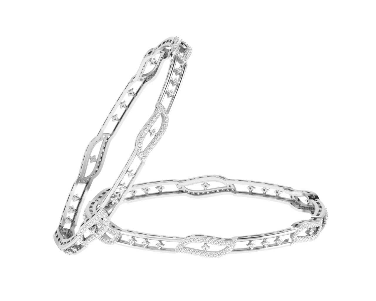 Jeny Round Brilliant Diamond Bangles in Gold - Jewelslane