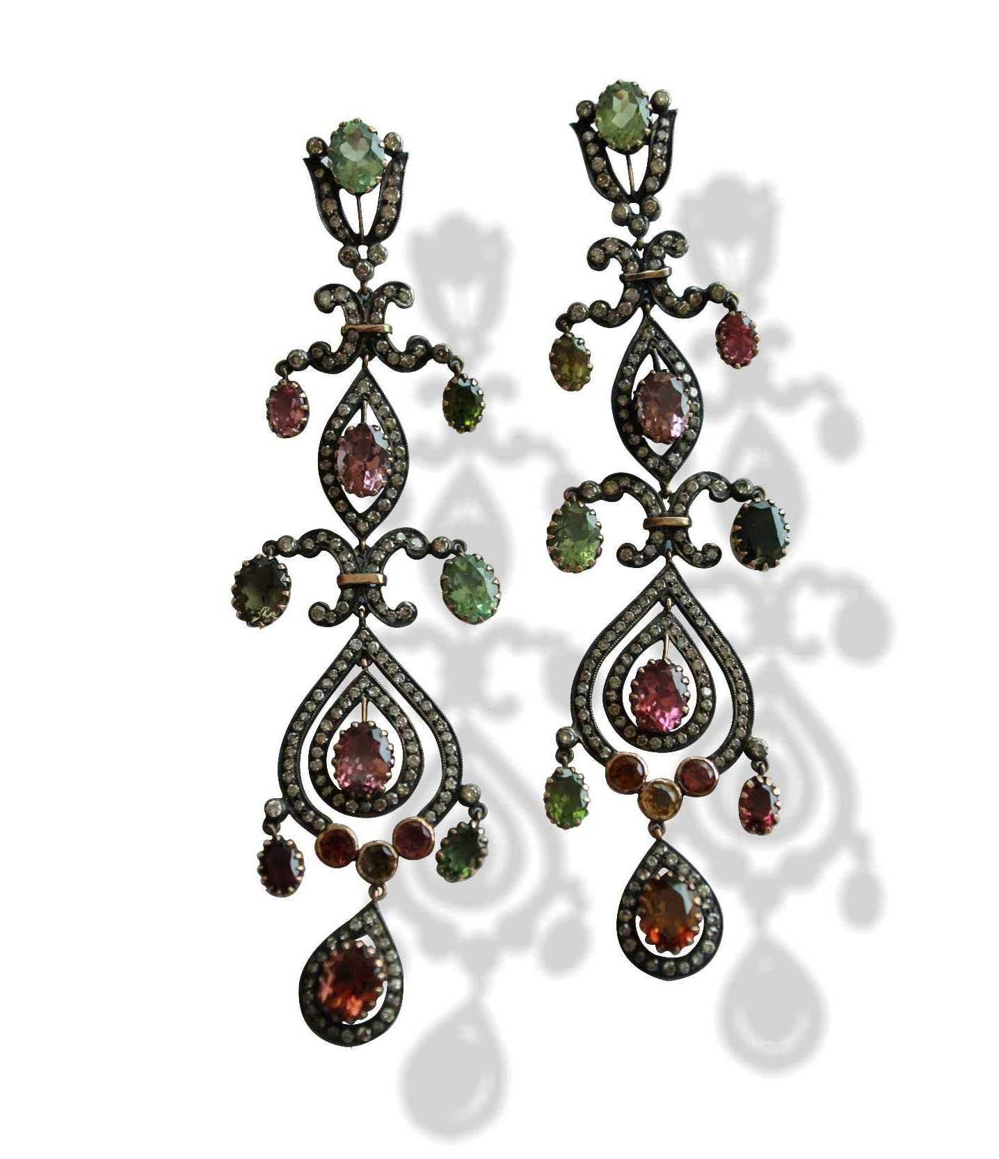 Chandelier Earrings with Tourmaline - Jewelslane