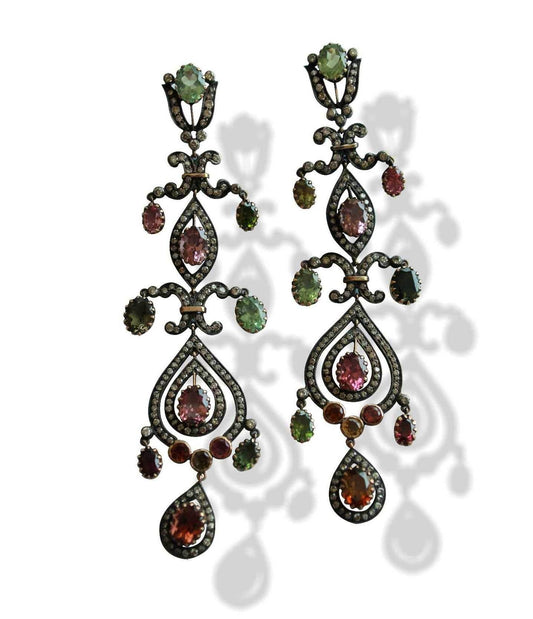 Chandelier Earrings with Tourmaline - Jewelslane