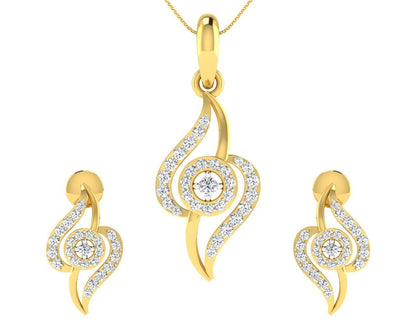 Jia Diamond Earrings & Pendant set - Jewelslane