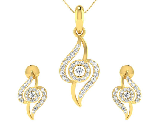 Jia Diamond Earrings & Pendant set - Jewelslane